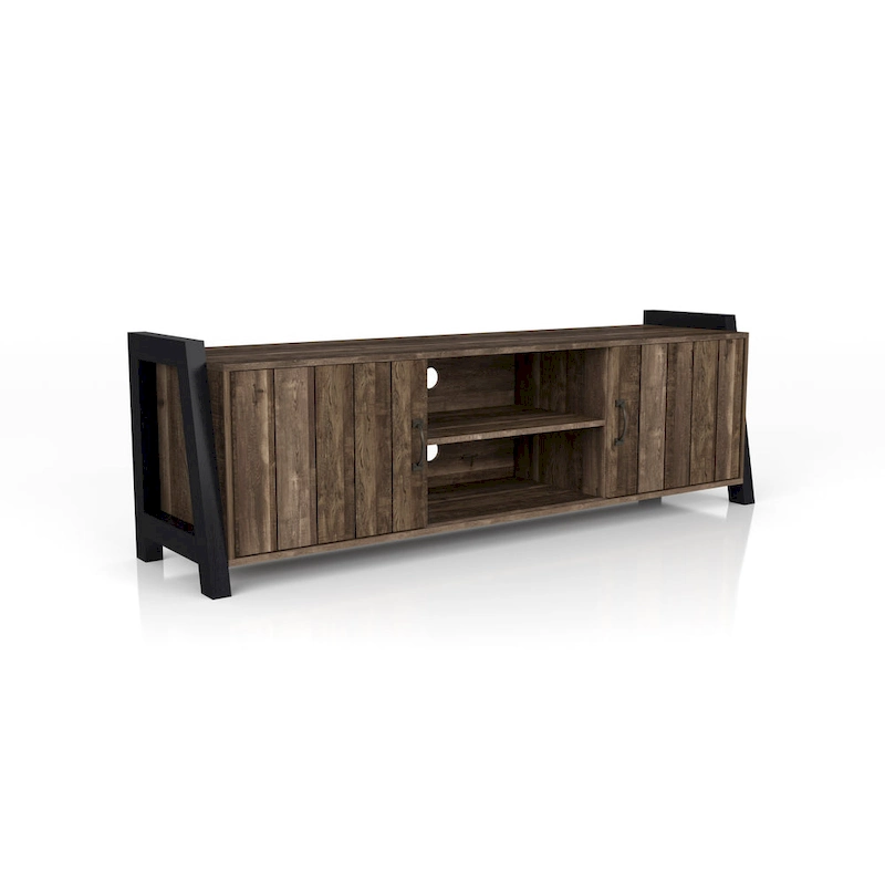 Carson Farmhouse Reclaimed Oak 66-inch 6-Shelf TV Stand