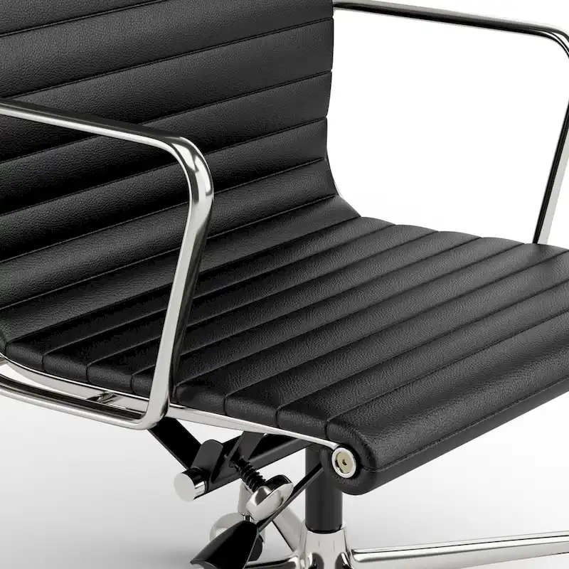 Low Back Genuine Leather Ergonomic Computer Ribbed Office Chair