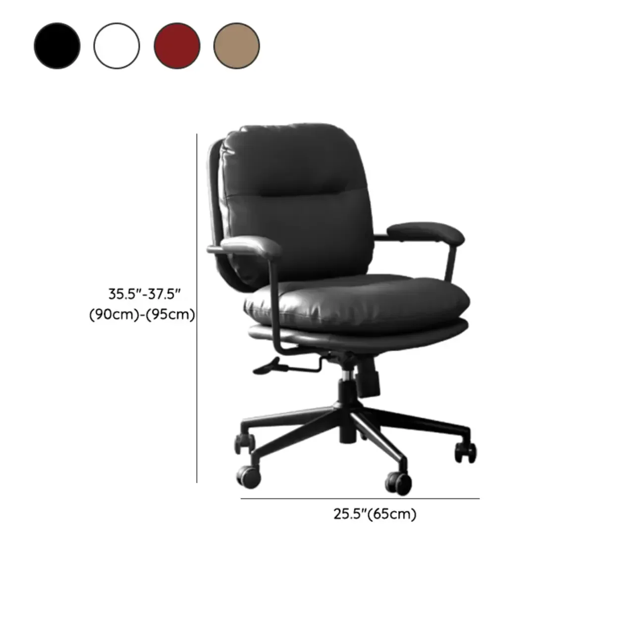 Elegant Beige Leather Swivel Ergonomic Office Chair