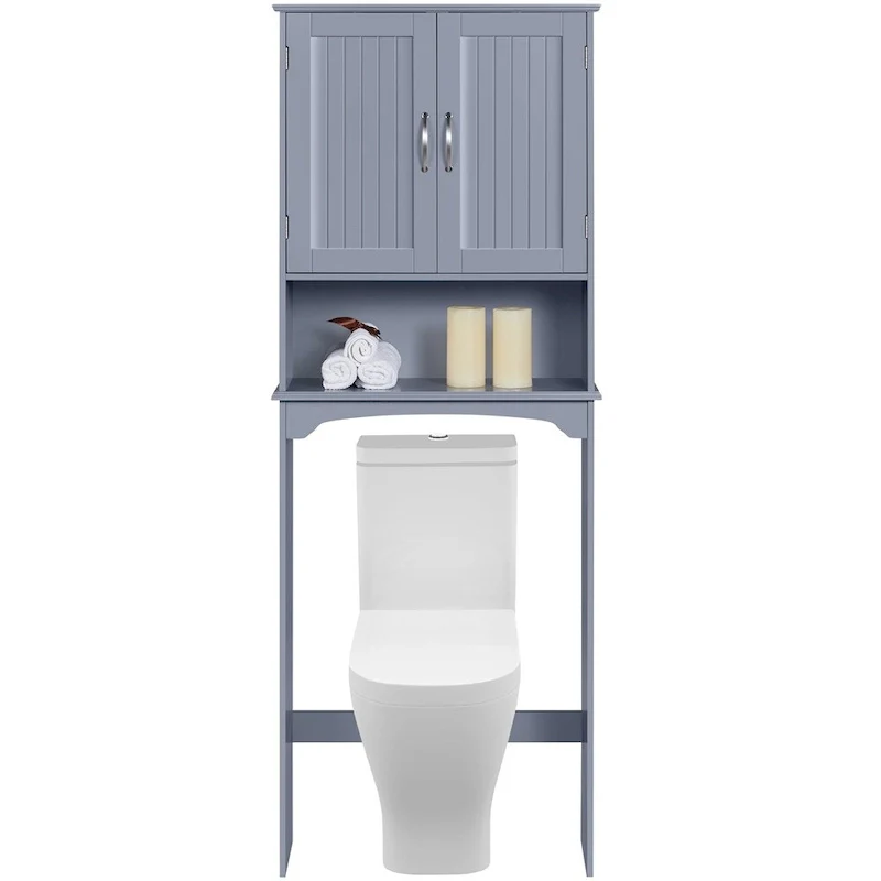 Grey/Espresso/Navy Blue/White Over-Toilet Storage Shelf, 3-Tier, Open & Cabinet Style