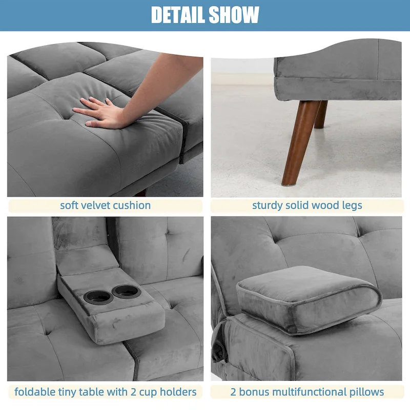 Futzca 60  Small Loveseat, 3 in 1 Cute Convertible Sofa Bed