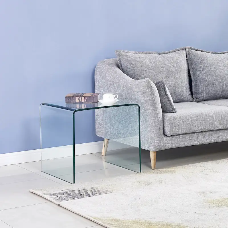 Glass Console Table, Transparent Tempered Glass Console Table
