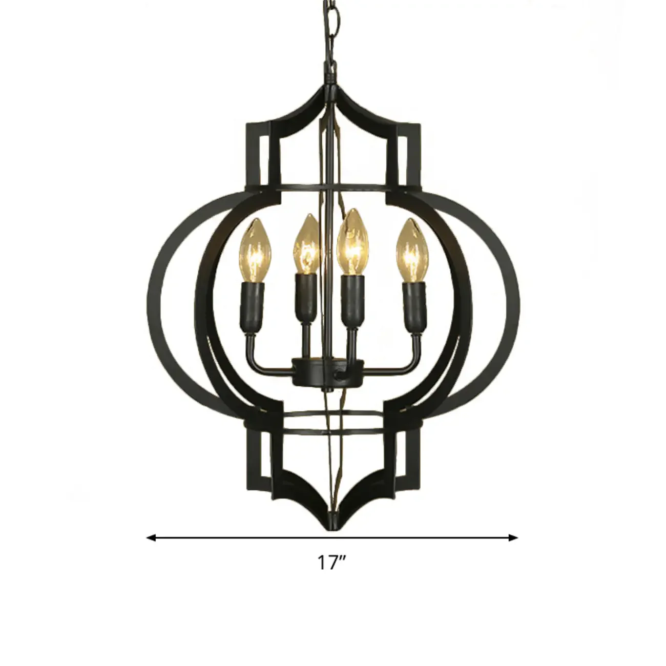 Industrial Black Metal Lantern Candle Chandelier