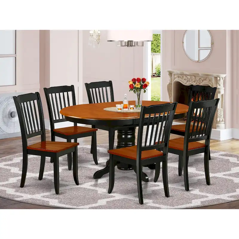 East West Furniture Dining Table Set- an Oval Kitchen Table and Kitchen Chairs, 42x60 Inch, Black & Cherry(Pieces Options)
