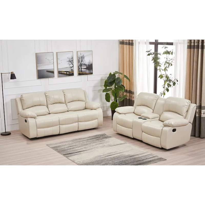 Betsy Furniture 2 Piece Bonded Leather Reclining Living Room Set, Sofa and Loveseat