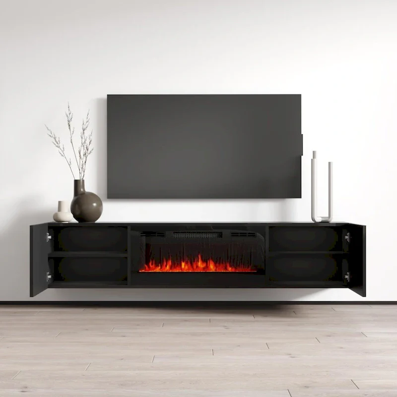 Cali EF Wall Mounted Electric Fireplace Modern 72 TV Stand