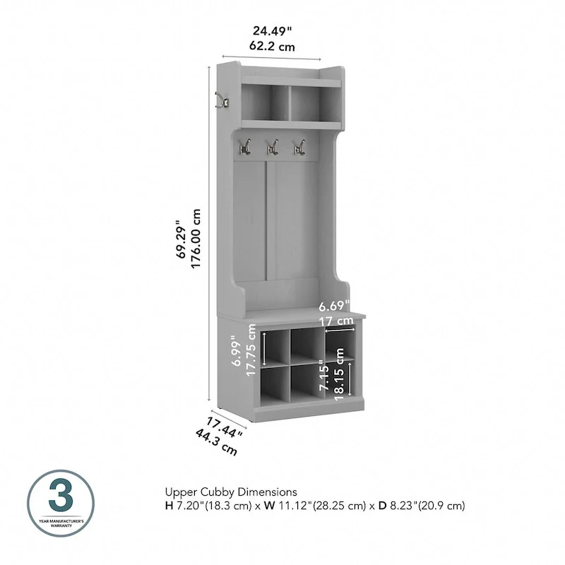 Woodland Hall Tree and Small Shoe Bench with Shelves by Bush Furniture