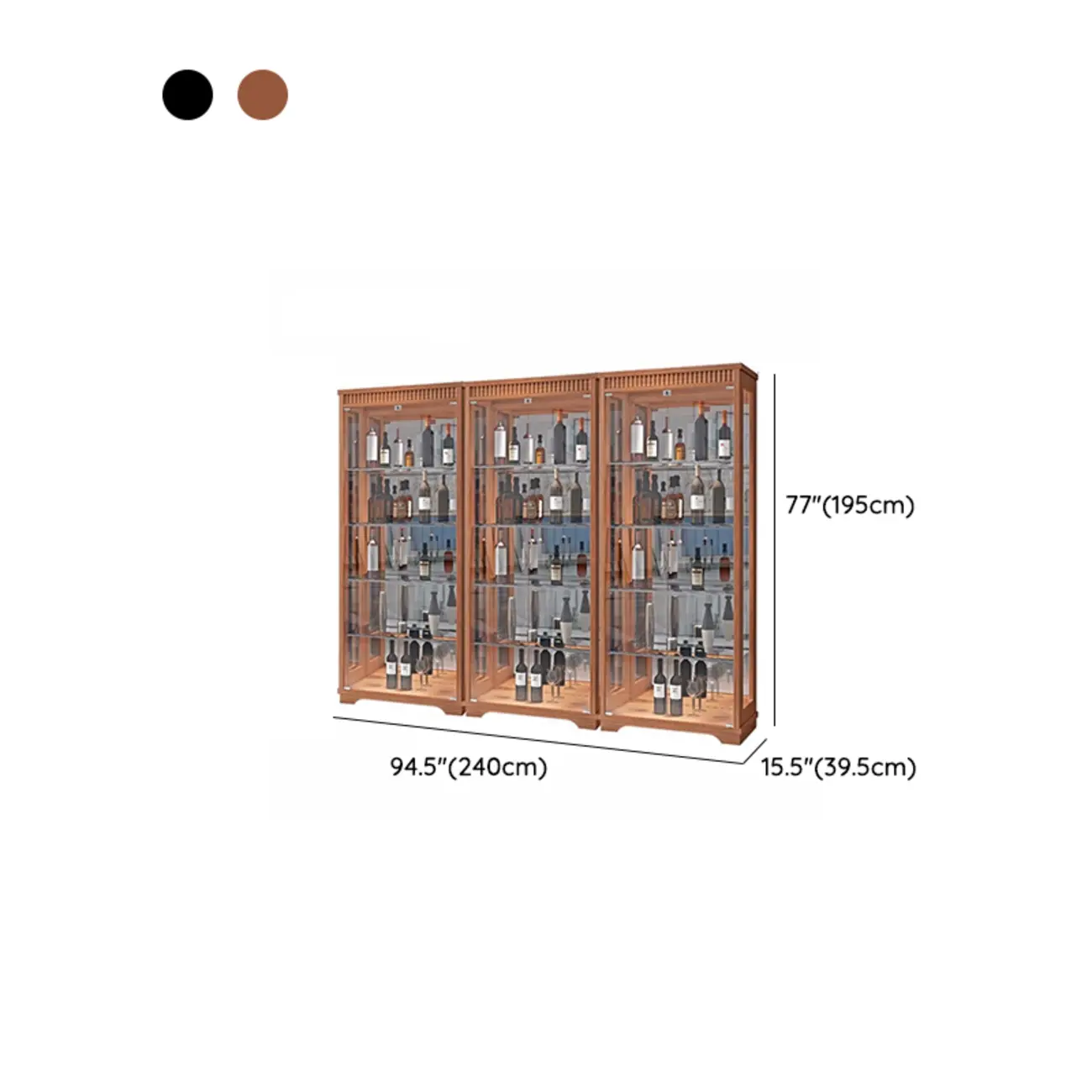 Modern Natural Wood Wine Rack with Glass Shelf