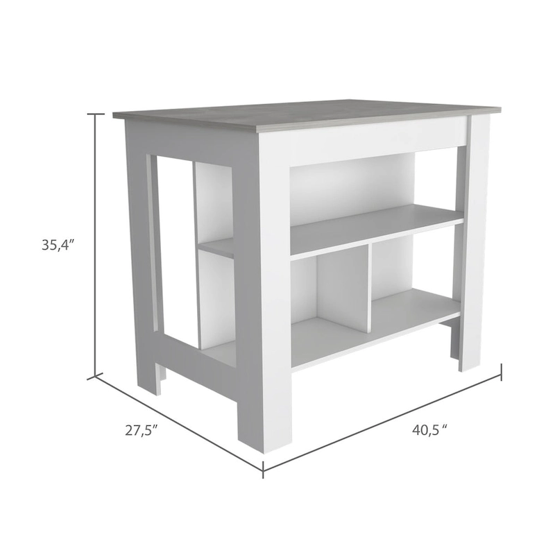 Rockaway 3-Shelf Kitchen Island White and Onix