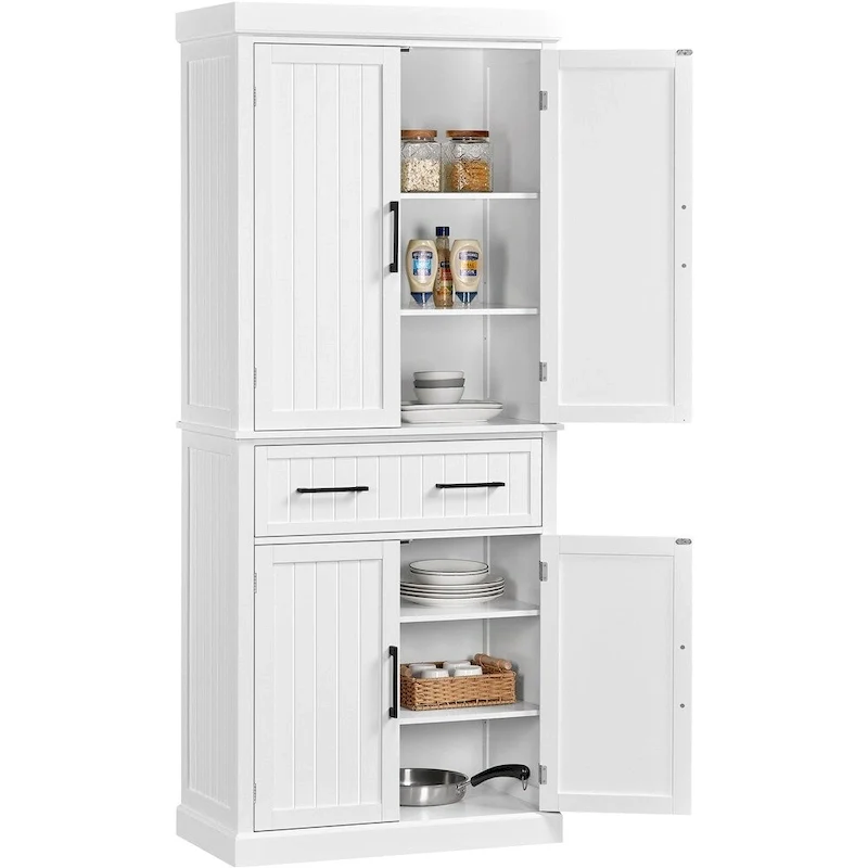 Yaheetech Wooden Kitchen Pantry Storage Cabinet with Doors and Shelves