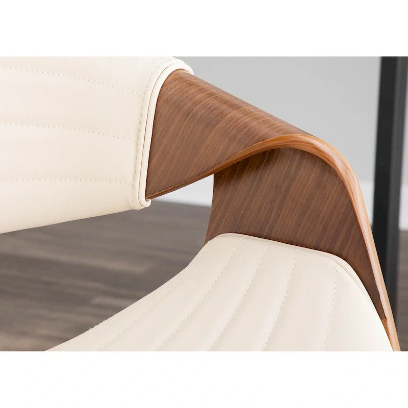 Faux Leather Counter Stool with Bent Wood Legs & Round Footrest (Set of 2)