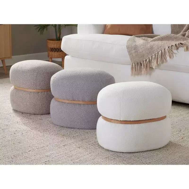 LumiSource Cinch Pouf Ottoman Natural Fabric