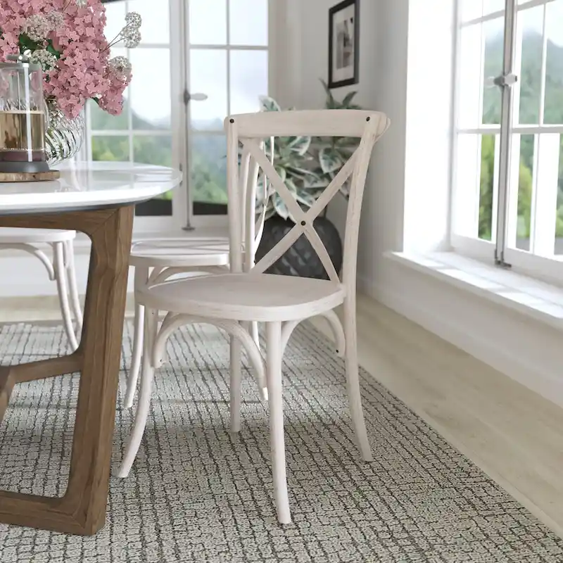Resin Cross Back Dining Chairs, Set of 2