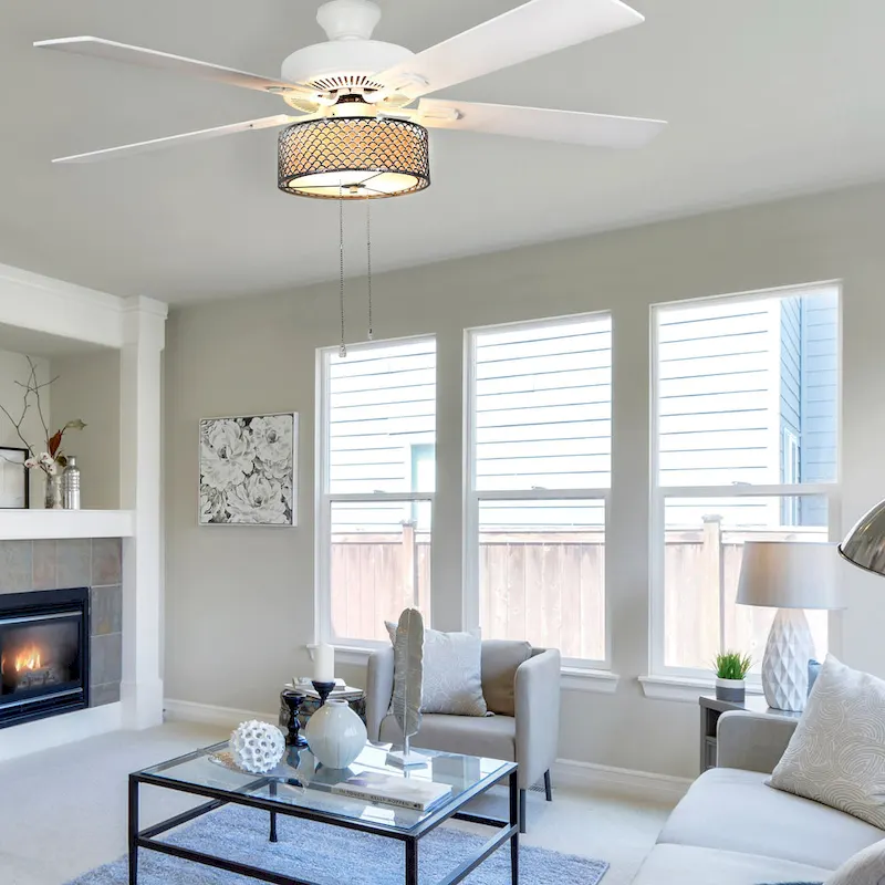 Porch & Den Laredo Chromed Wave 5-blade 52-inch LED Ceiling Fan