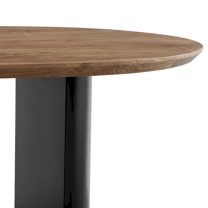 Walnut Oval Dining Table with Semi-Circle Legs - 86.5 Inch