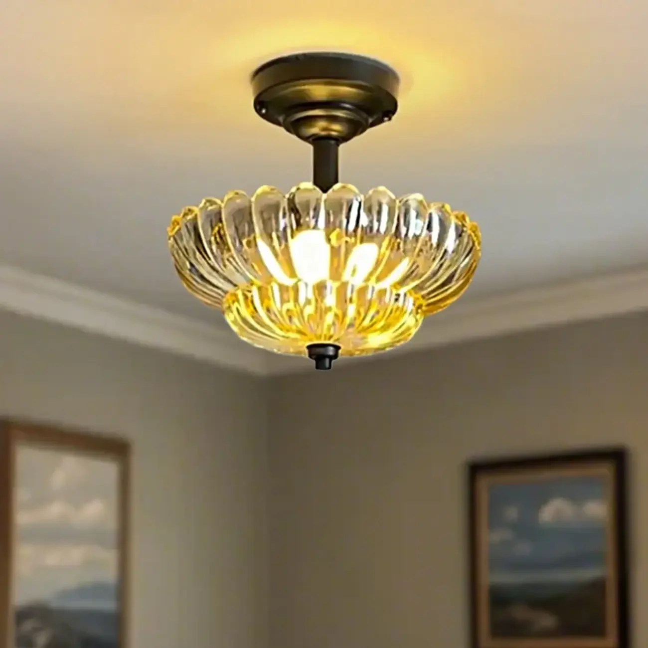 Mini Umbrella-shaped Glass Ceiling Light for Living Room