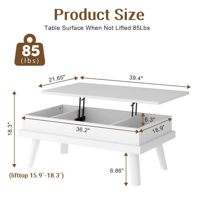 Futzca Wood Coffee Table with Hidden Compartment