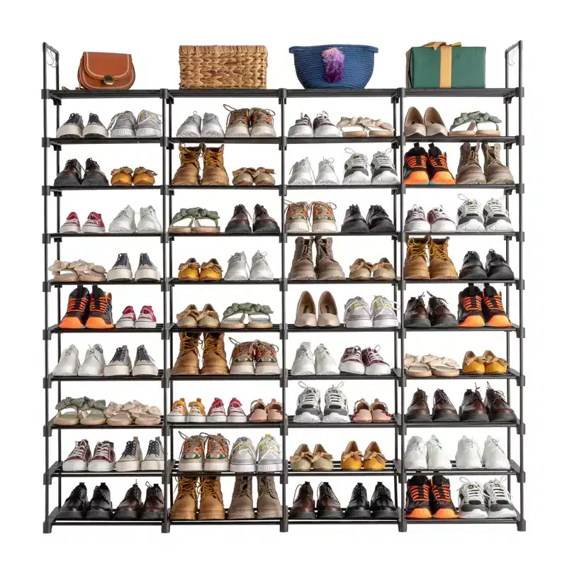 Karl Home 10-Tier Black Iron Pipe&Plastic 65.75in. W Shoe Rack