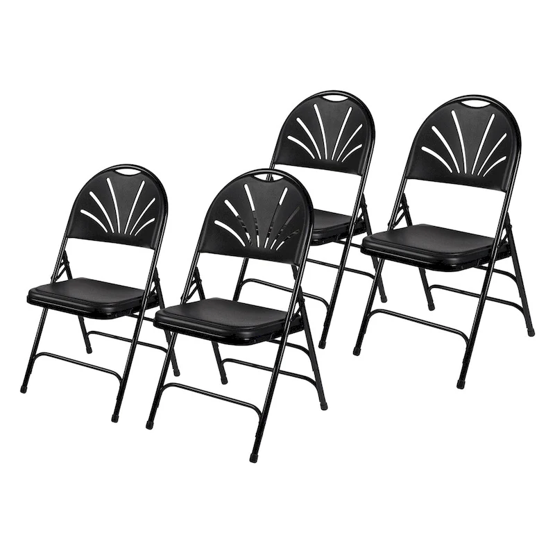 Lusitano Collection Fan Back Folding Chair, Pack of 4