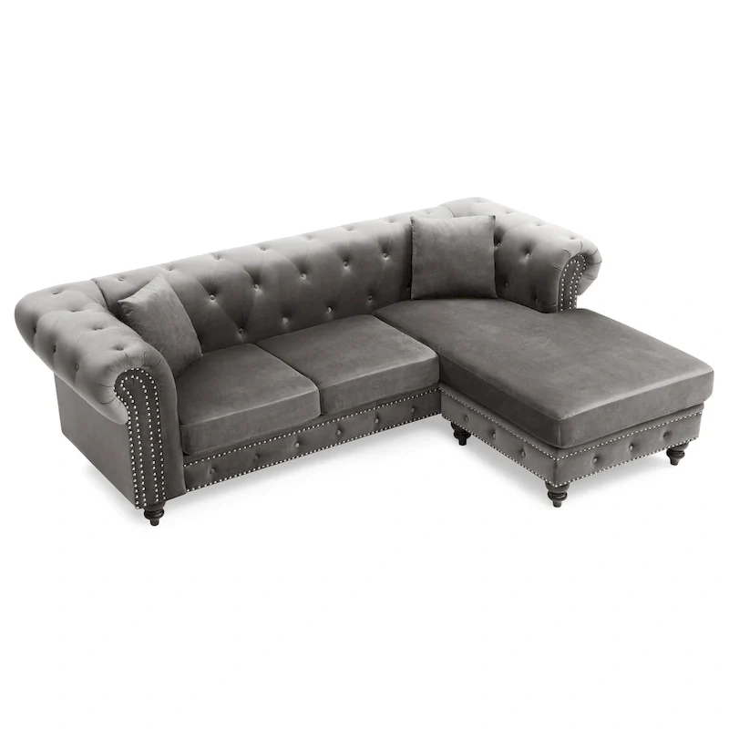 Nola Velvet Sofa with Chaise