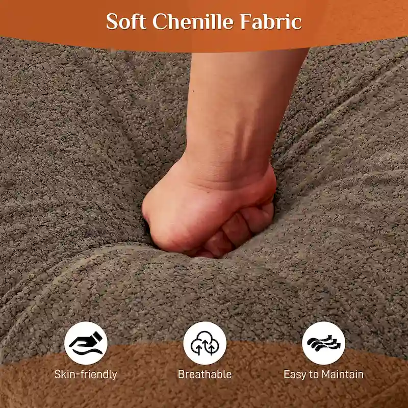 Soft Chenille Fabric U-Shaped Sectional Sofa with Double Layer Cushion