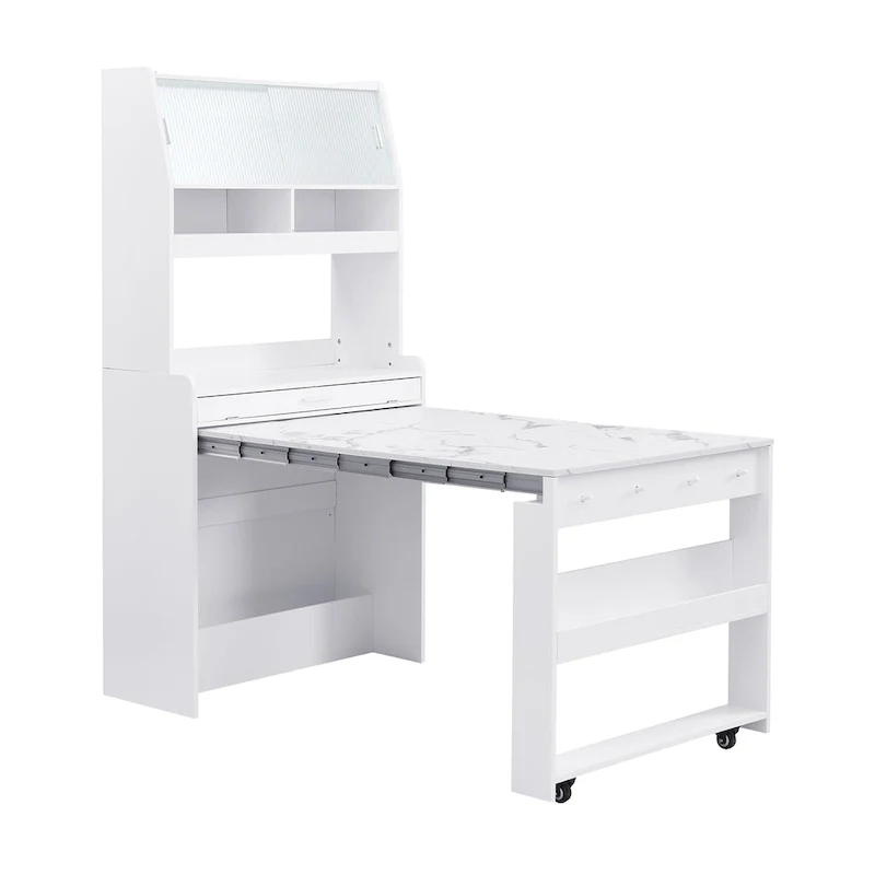 Cupboard Buffet with Hutch & Foldable Dining Table