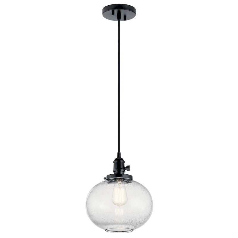 Kichler Lighting Avery 9.75 in. 1-Light Black Globe Mini Pendant Light
