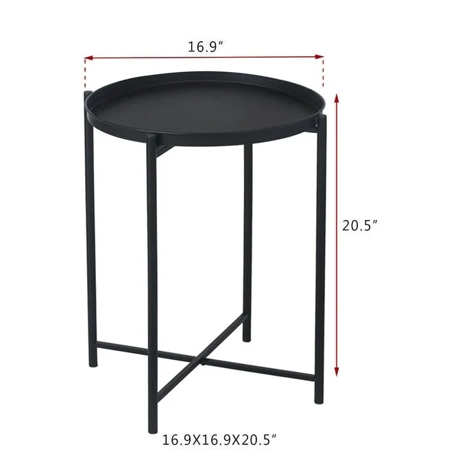 Gold End Table Metal Waterproof Snack Beside Table Accent Coffee Table - 16.9(D)x 16.9(W)x 20.5(H)