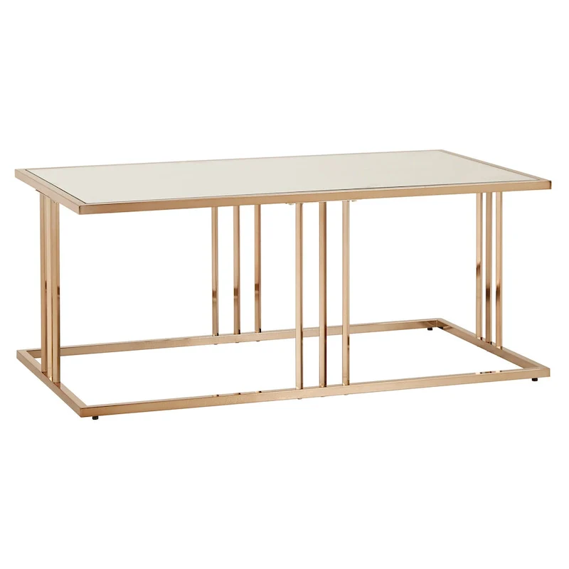 Maddison Champagne Gold Finish Coffee Table or Table Set with Mirrored Top by iNSPIRE Q Bold