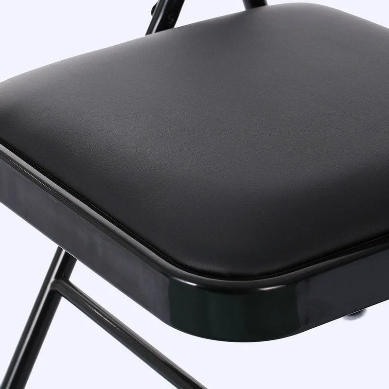 Folding Chairs with Leather Padded Seats Black 4-Pack