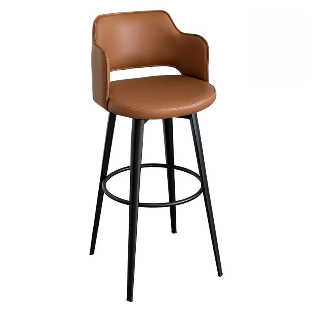 Mid-Century Modern Upholstered Bucket Seat Swivel Bar Stools