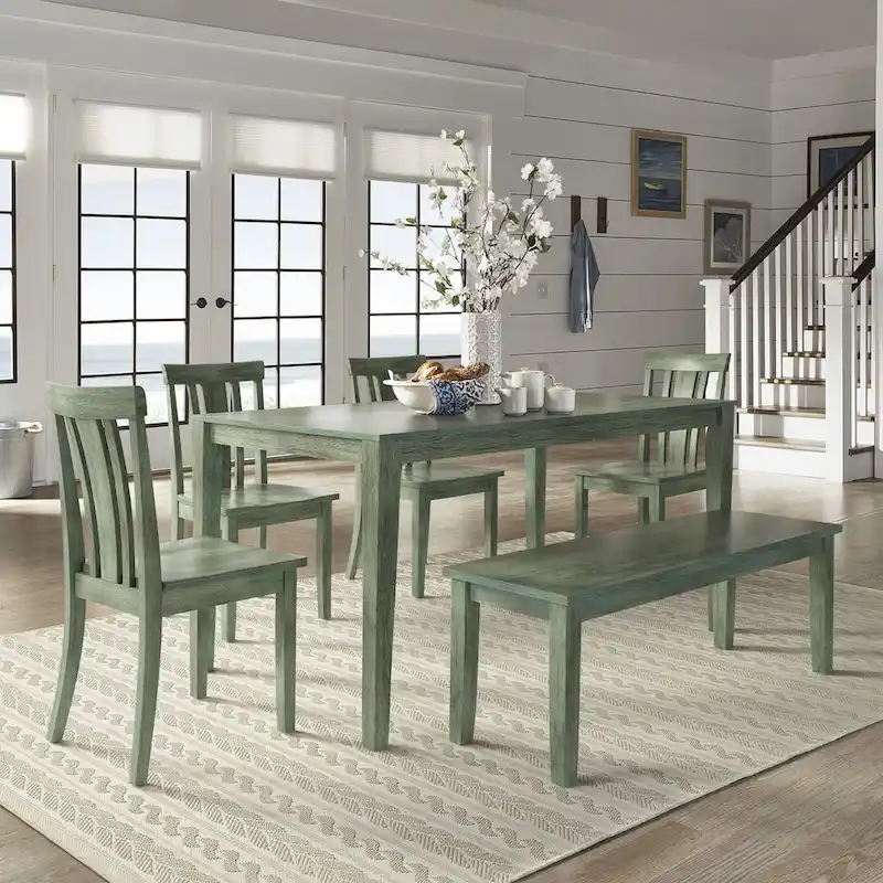 Wilmington II 60-Inch Rectangular Antique Sage Green Dining Set by iNSPIRE Q Classic