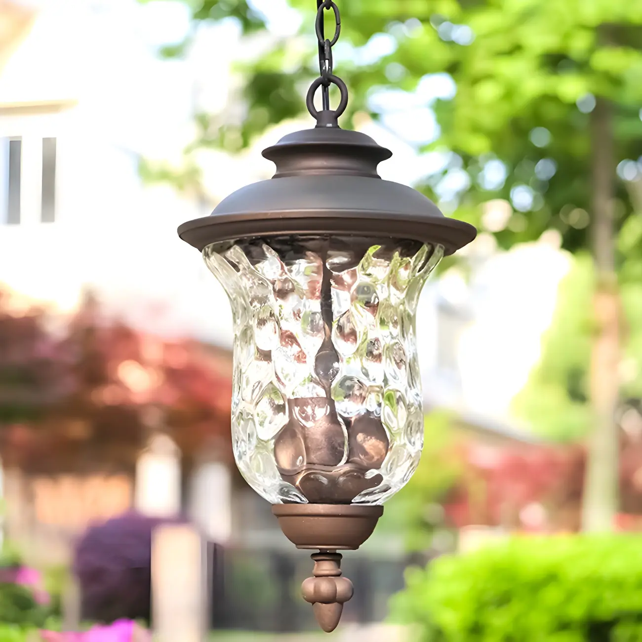 Industrial Bronze Glass Grey 3-Light Outdoor Pendant Lights