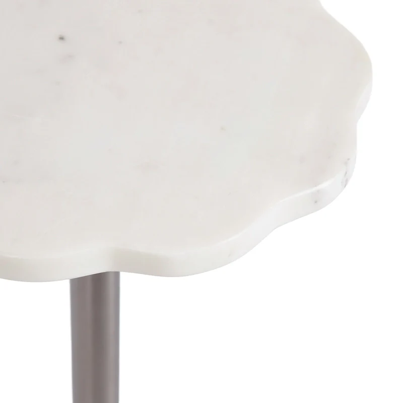 Kate and Laurel Sanzo Scalloped Marble and Metal Drink Table