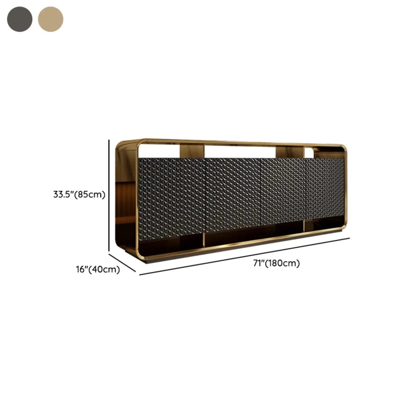 Glam Metal and Wood Sideboard with Shelves