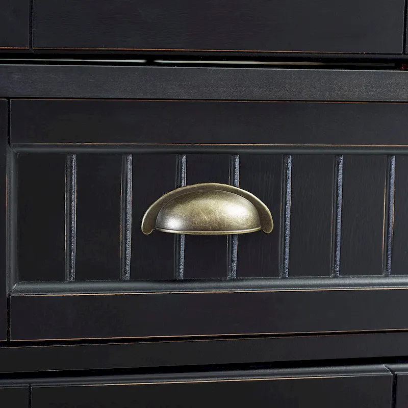 Crosley Seaside Kitchen Pantry in Distressed Black Finish