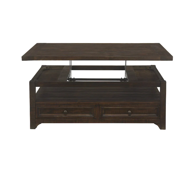 Dark Mocha Lift-Top Coffee Table with 2 Drawers