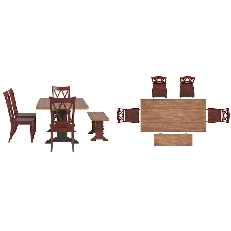Ronda 78.7 Rectangular Solid Wood Top Dining Set with X-Back Chairs