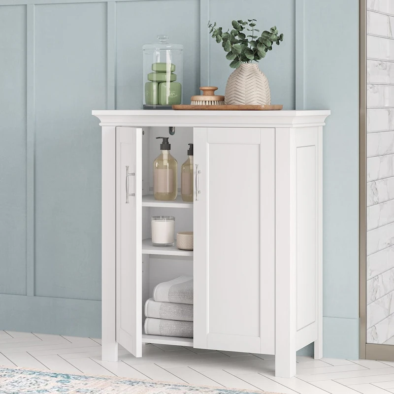 RiverRidge Somerset Two-Door Bathroom and Laundry Storage Cabinet with Adjustable Shelf - White