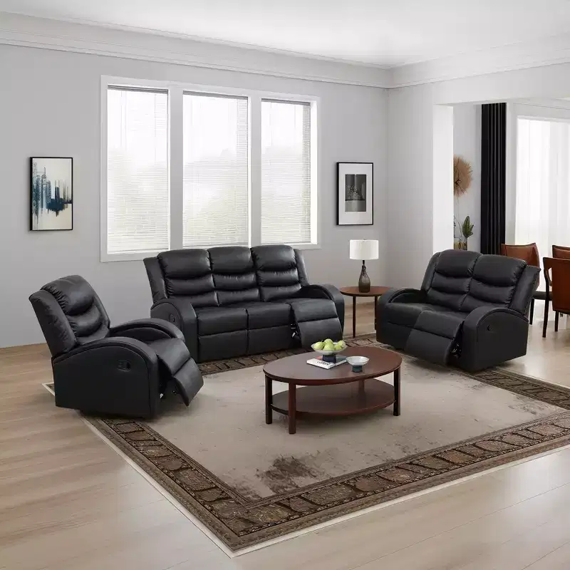 AndMakers 3-Piece Faux Leather Living Room Set