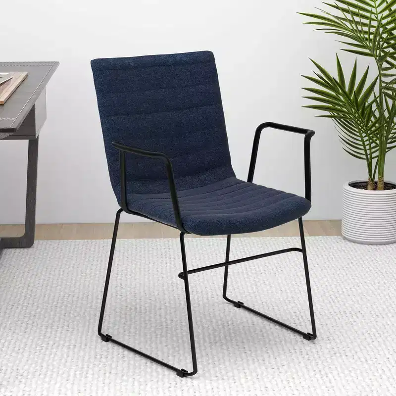LeisureMod Ergonomic Office Chair Upholstered in Leather/Polyester with Powder-Coated Stainless Steel Frame Padded Seat and Back Zylar Collection