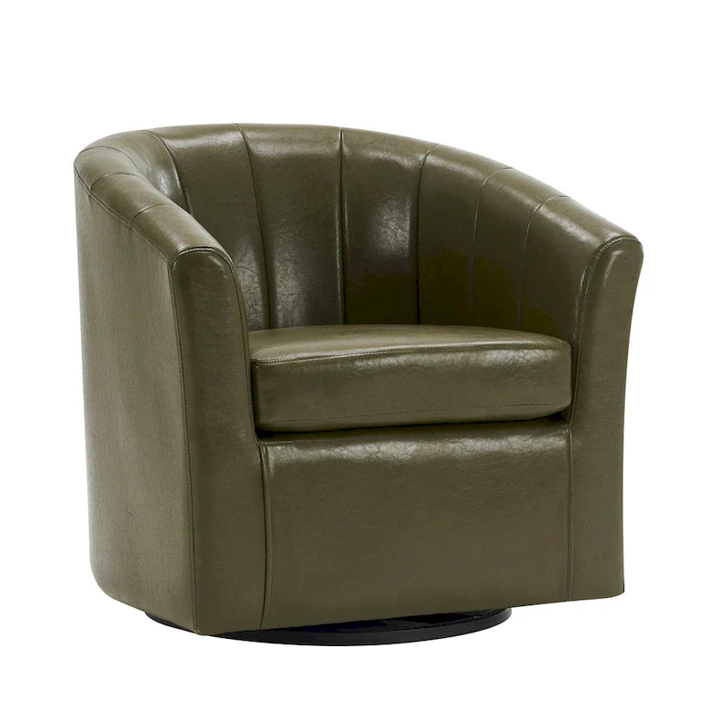 Swivel Barrel Accent Chair - Faux Leather Single Seat