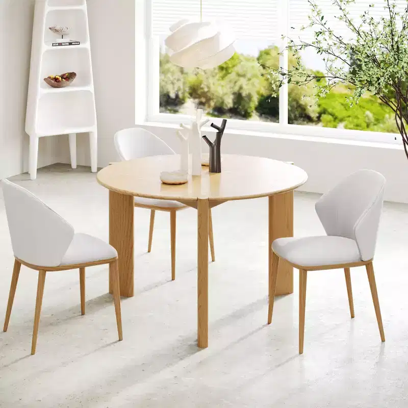 PexFix 42 x 42 Solid Wood Round Dining Table for 4 Modern Farmhouse Kitchen Table Small Circle for Kitchen Living Room Natural