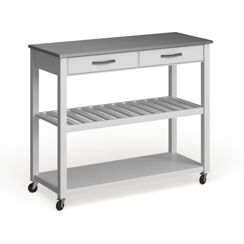 Crosley White Wood/ Stainless Steel Kitchen Cart Island - 17d x 43w x 35h