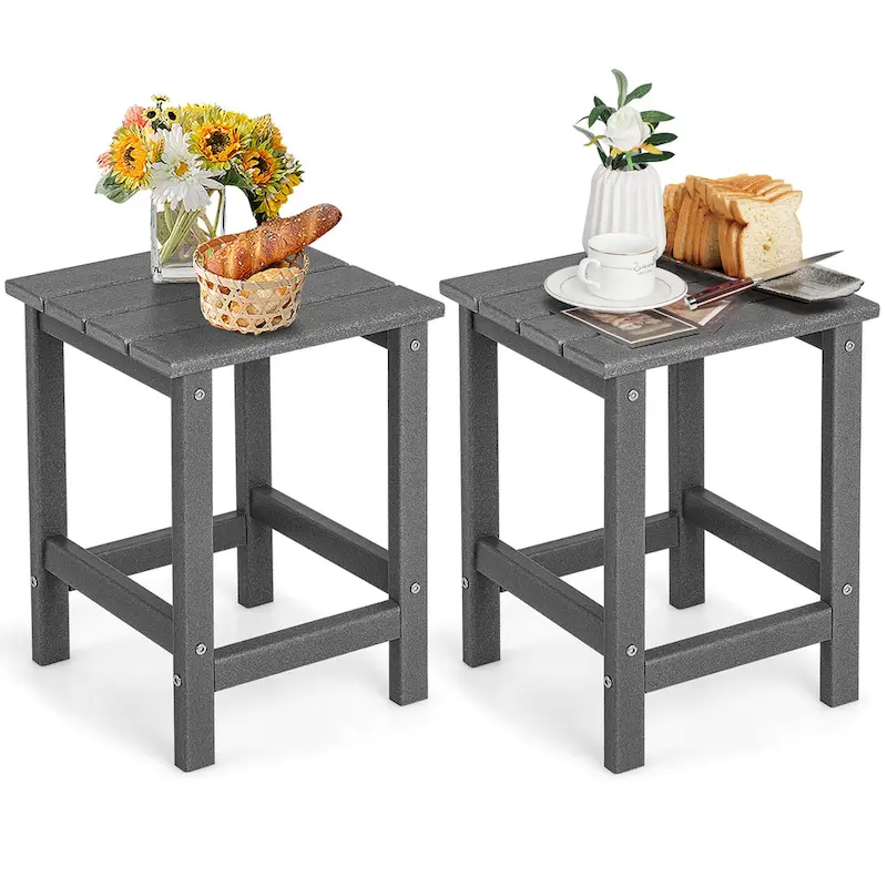Gymax 2PCS 14 Patio Adirondack Side Table HDPE Square Weather