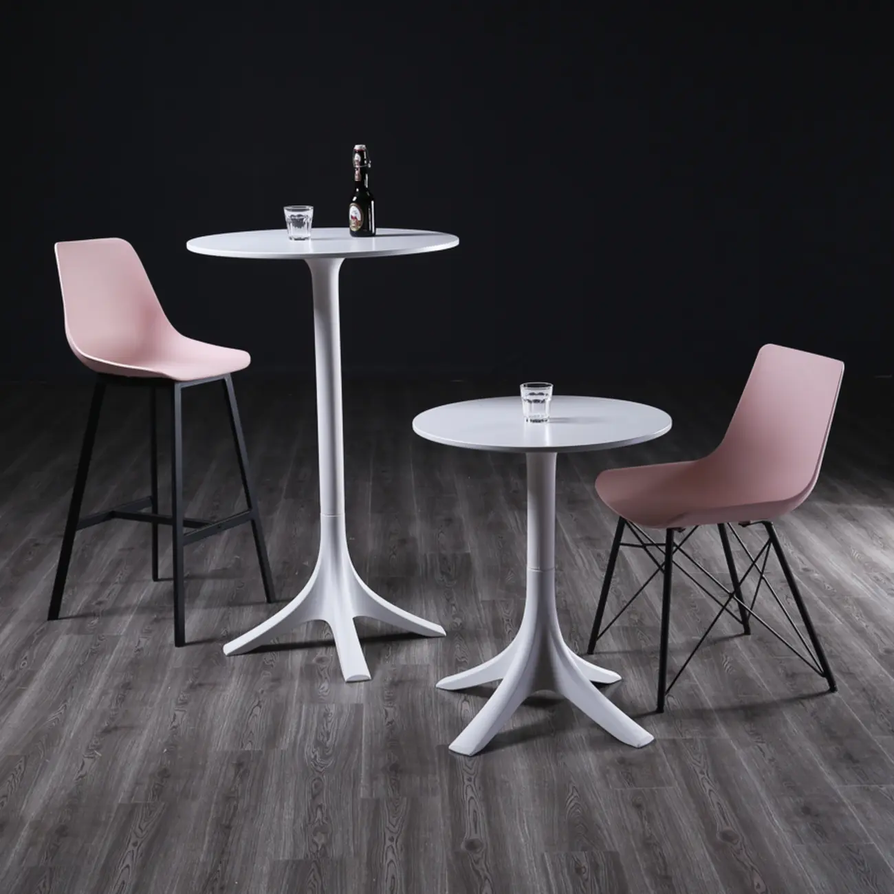 Fashion Synthetic Round White Fixed Top Bar Tables