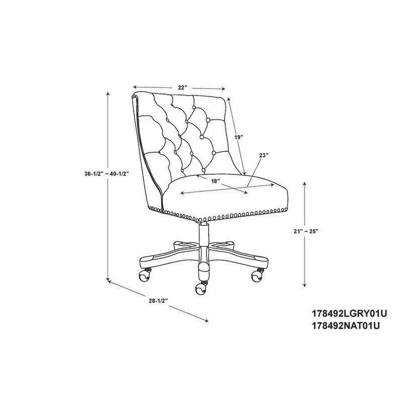 Office Chair - Gray Wood Base - Button Tufted