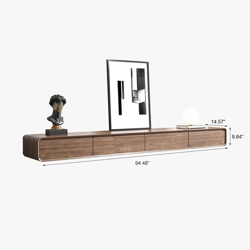 Floating TV Stand, Modern Wall-Mounted Entertainment Center with 3/4 Drawers, Solid Wood,Fully-Assembled