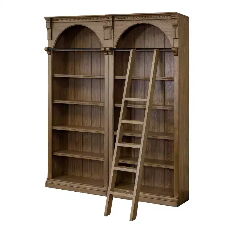 Martin Furniture 94" Traditional Tall Bookcase Wall, Stratton Collection Brown: 5-Shelf Wood Shelving, No Assembly Required