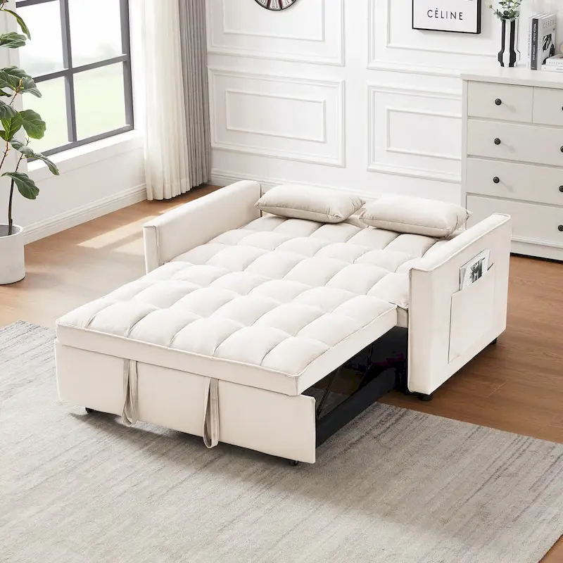 Velvet Convertible Loveseat Sofa Bed - 2 Seater Pullout
